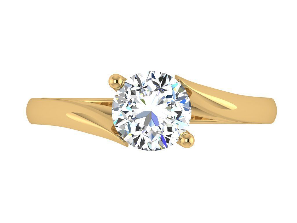 Criss cross two prong solitaire 3D print model_2