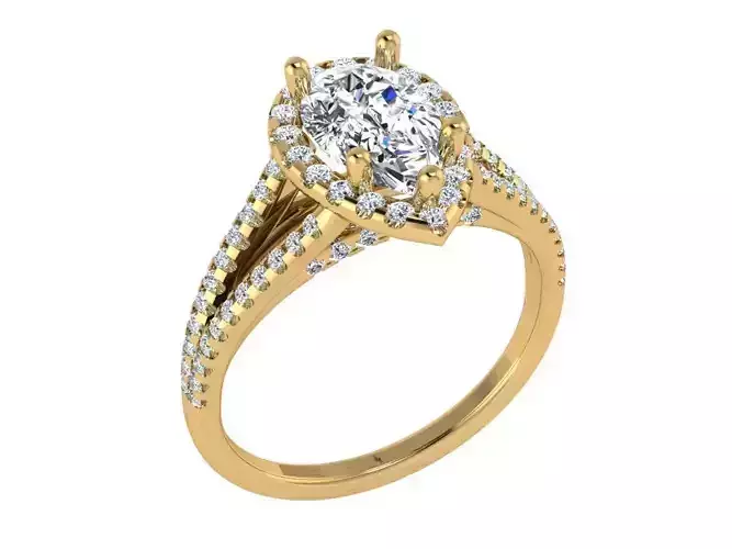 Pear shape solitaire split shank
