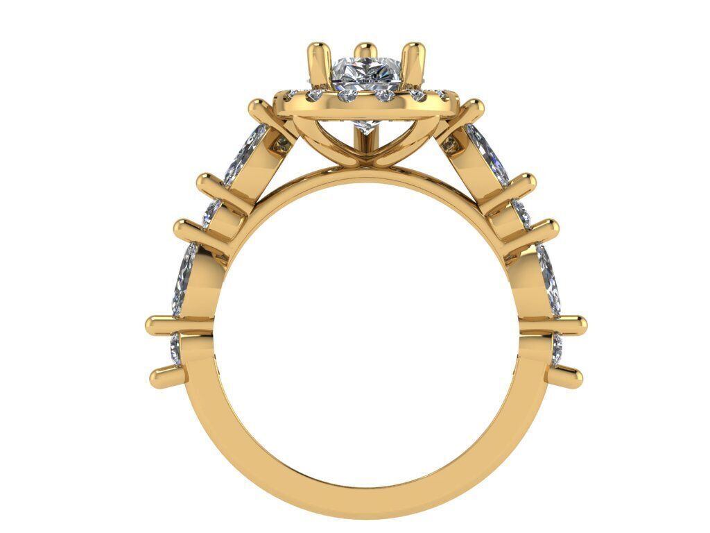 Pear shape solitare with single dimaond on shank 3D print model_1