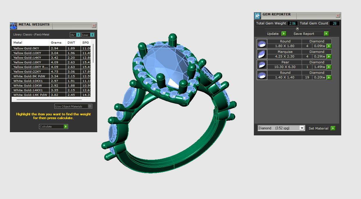 Pear shape solitare with single dimaond on shank 3D print model_5