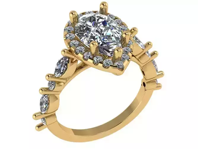 Pear shape solitare with single dimaond on shank