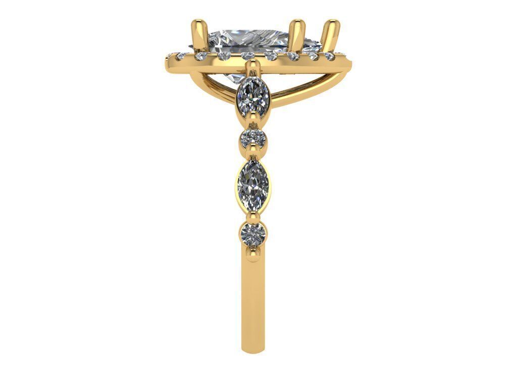 Pear shape solitare with single dimaond on shank 3D print model_3