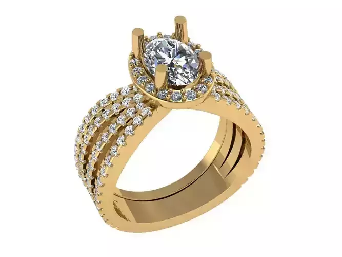Pointed solitaire with oval halo