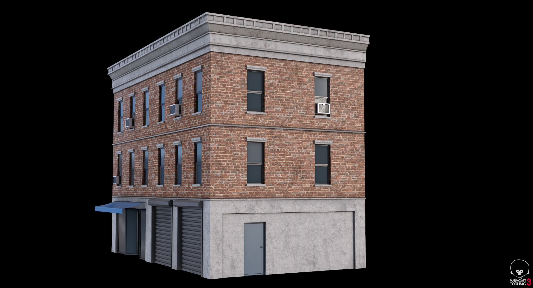 Apartment Building 4 Low-poly 3D model_9
