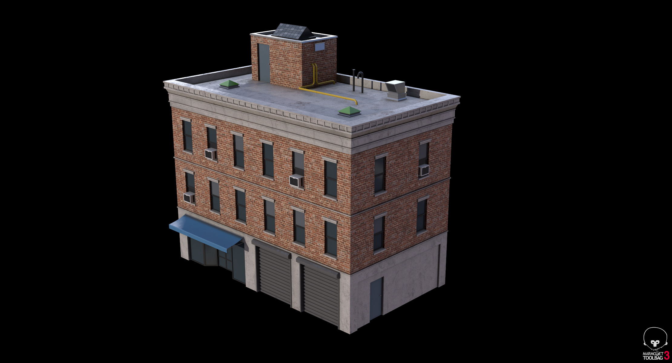 Apartment Building 4 Low-poly 3D model_8