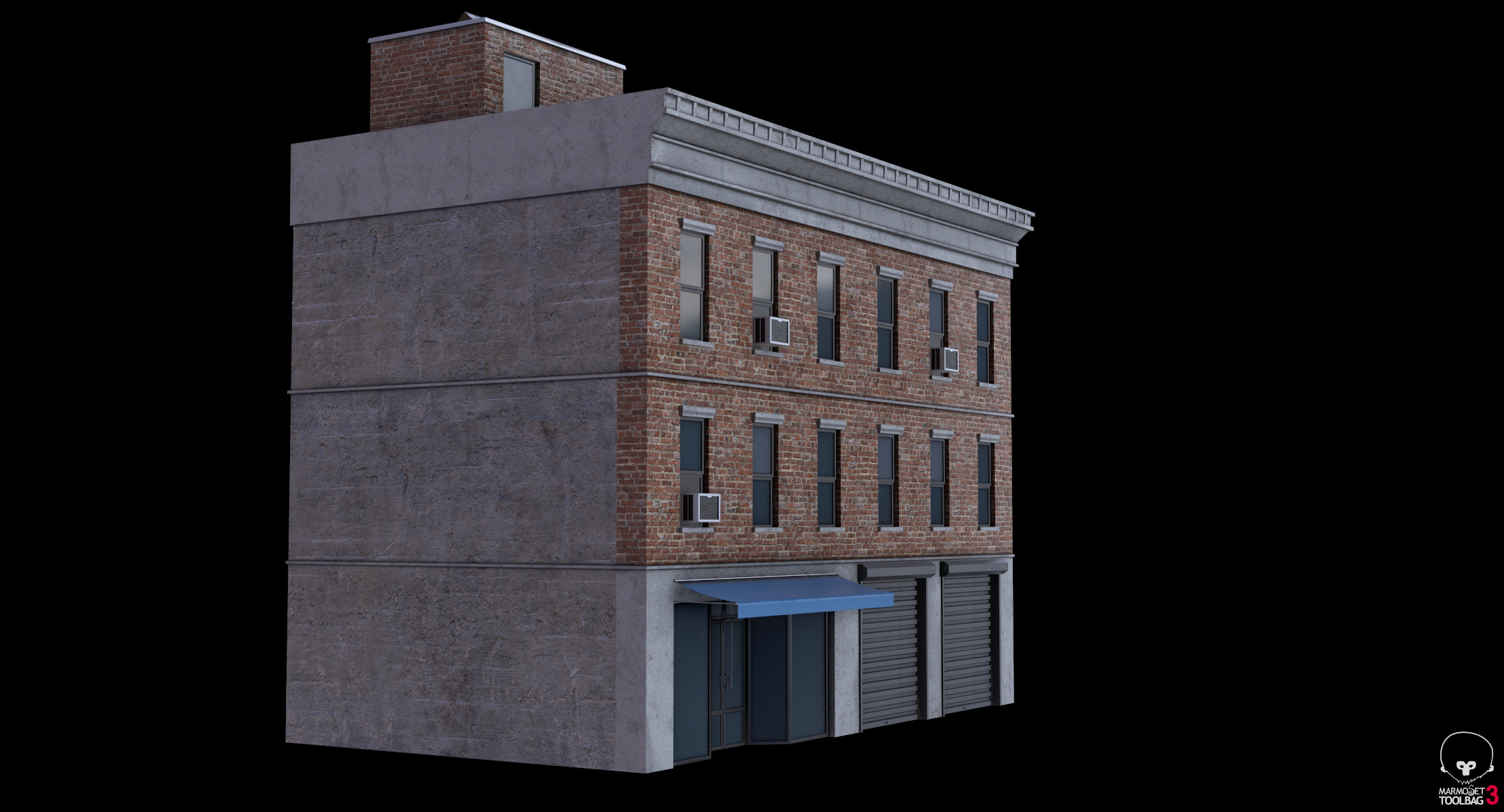 Apartment Building 4 Low-poly 3D model_10
