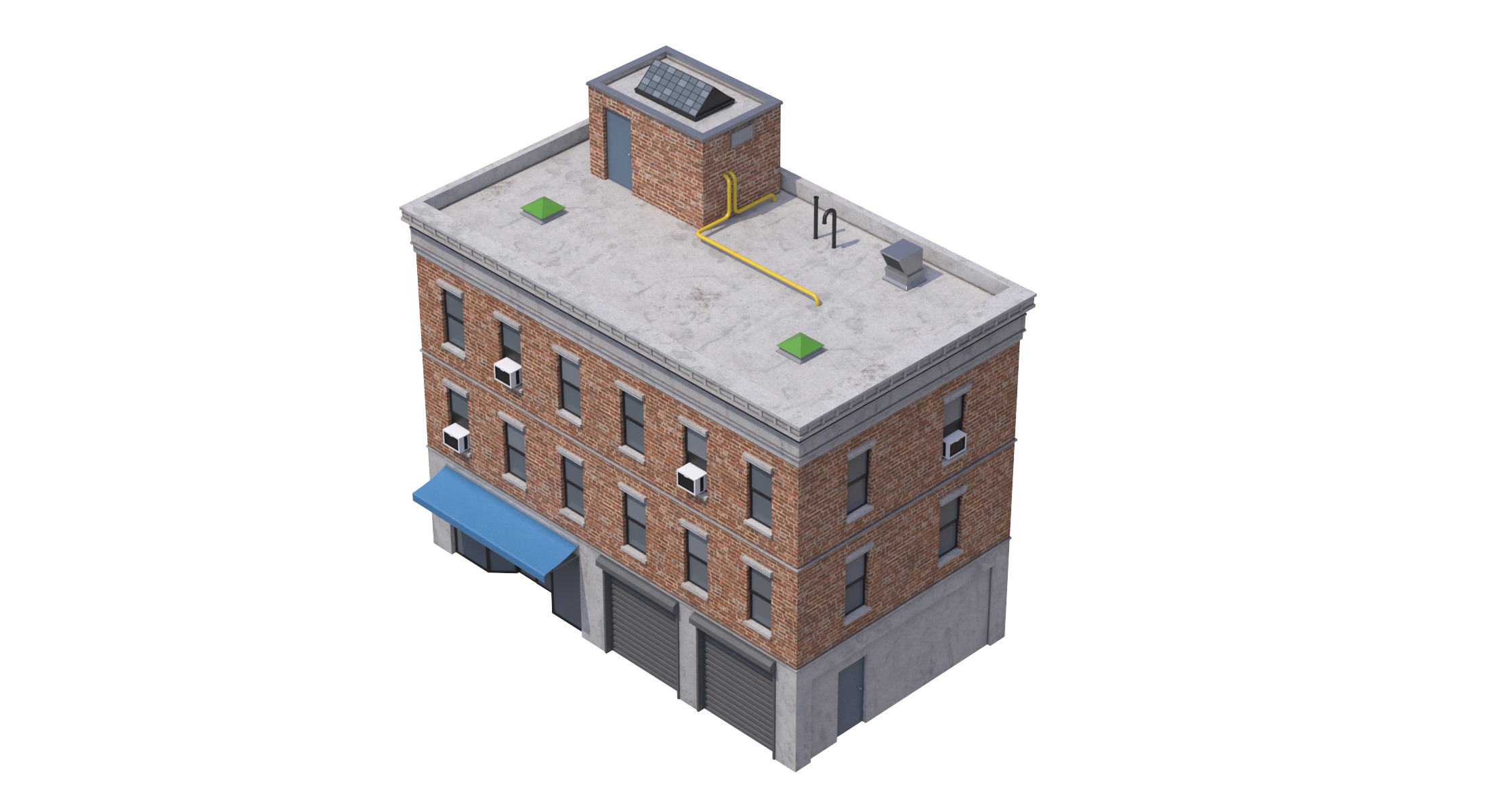 Apartment Building 4 Low-poly 3D model_4