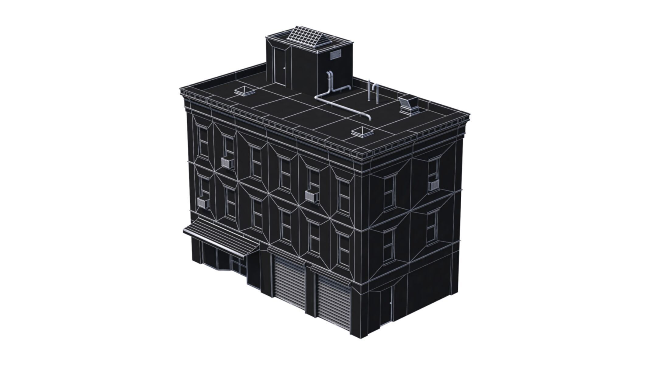 Apartment Building 4 Low-poly 3D model_6