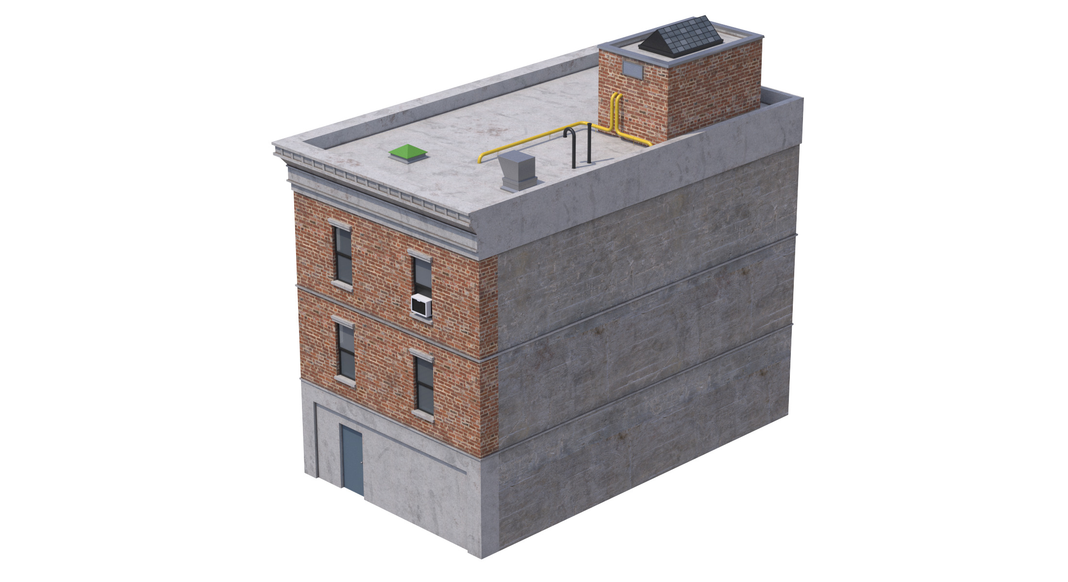 Apartment Building 4 Low-poly 3D model_1