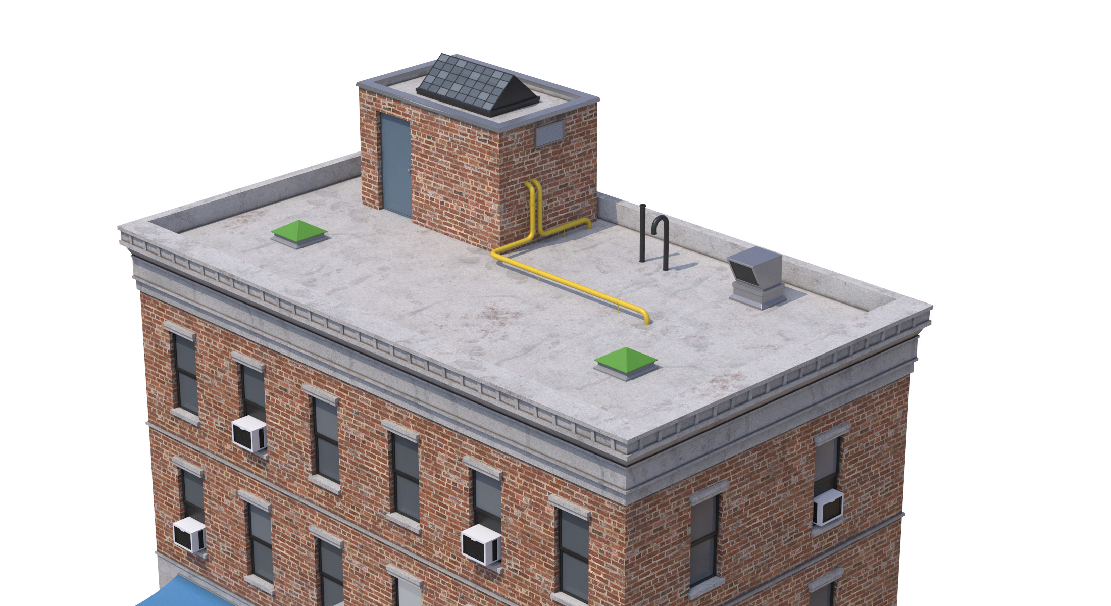 Apartment Building 4 Low-poly 3D model_5