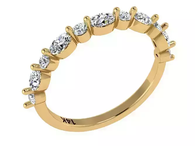 Matching weeding band marquis and round half way around 3D print model