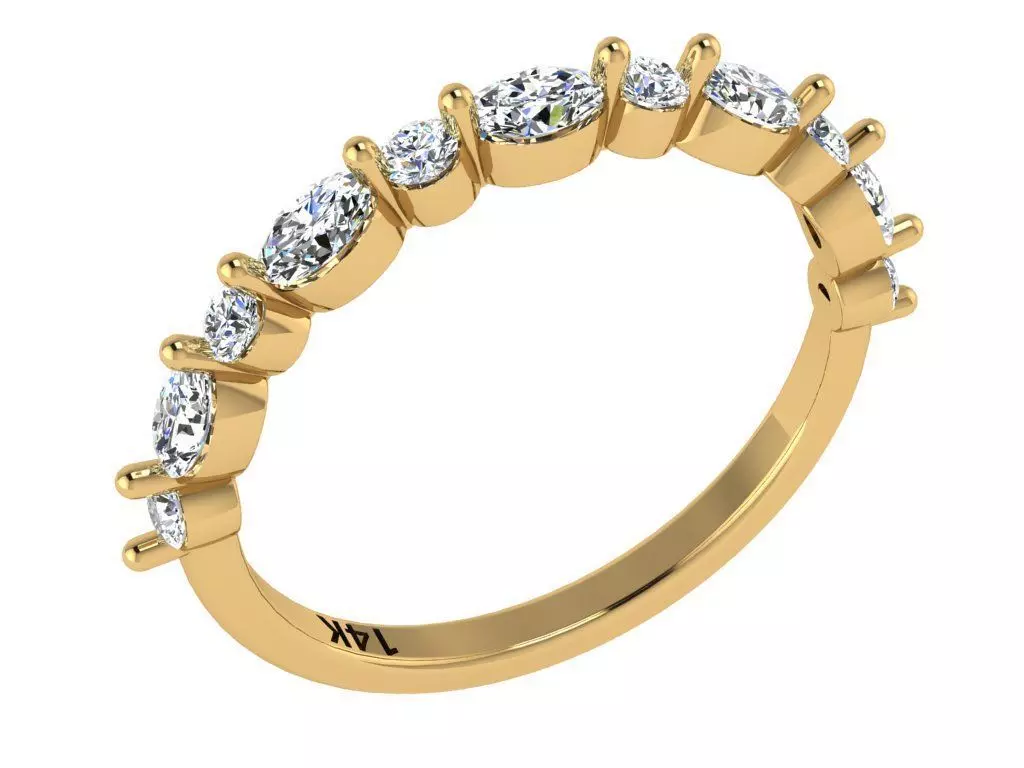 Matching weeding band marquis and round half way around 3D print model_0