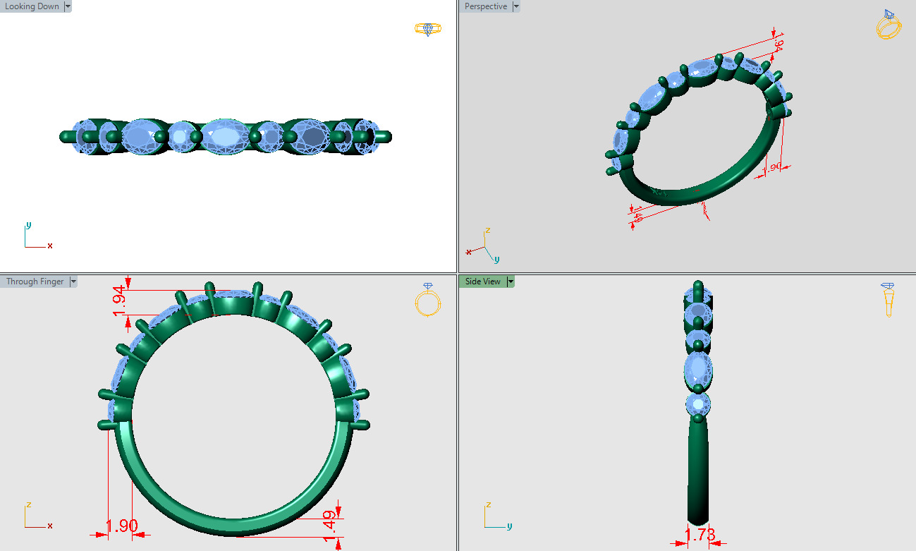 Matching weeding band marquis and round half way around 3D print model_4