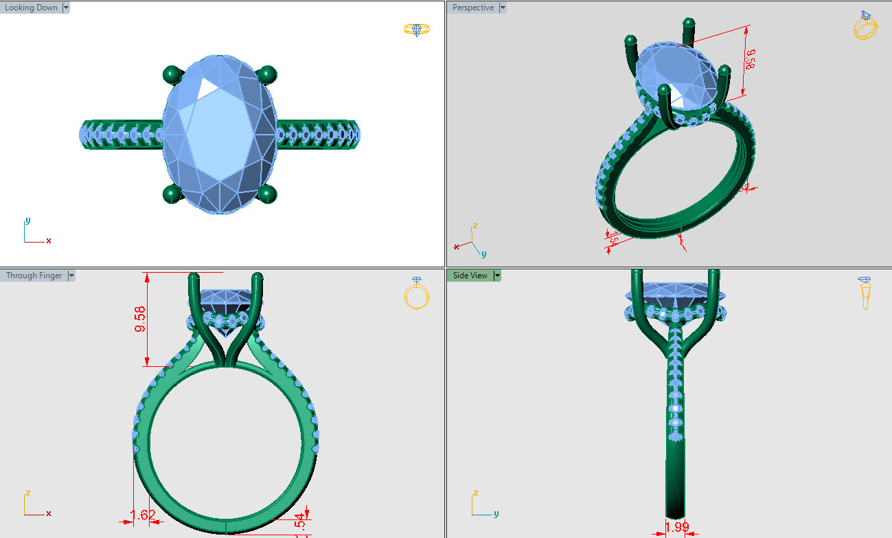 Oval cathedral solitaire with under halo 3D print model_4