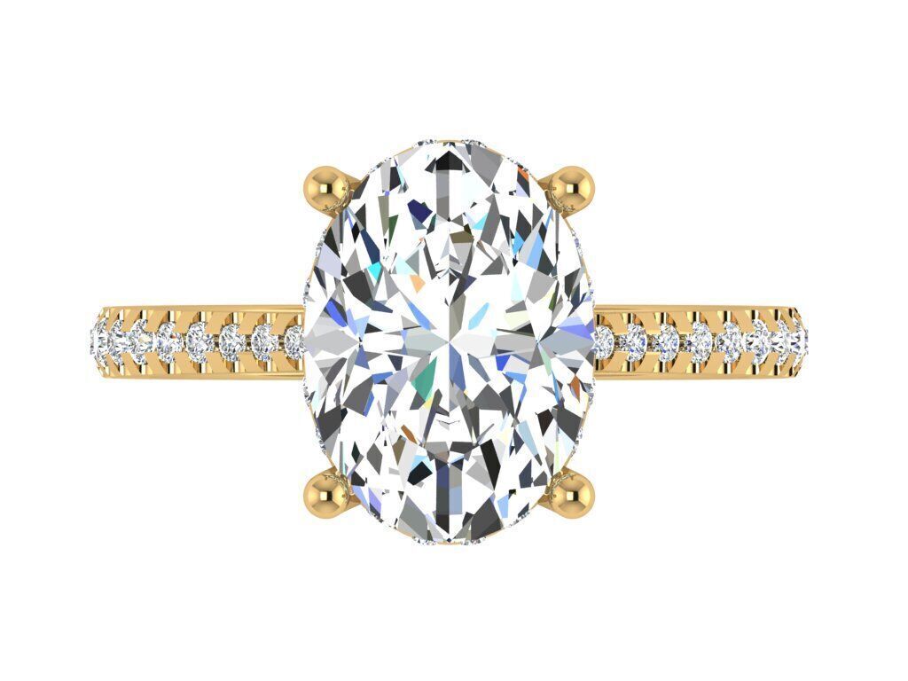 Oval cathedral solitaire with under halo 3D print model_2