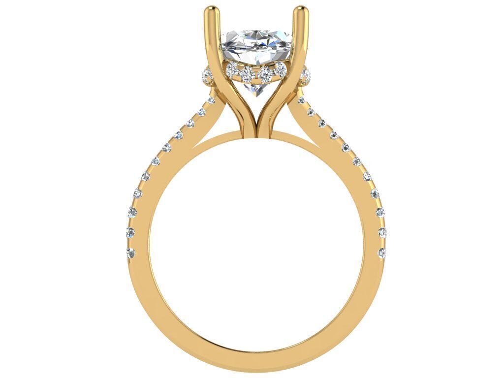 Oval cathedral solitaire with under halo 3D print model_1
