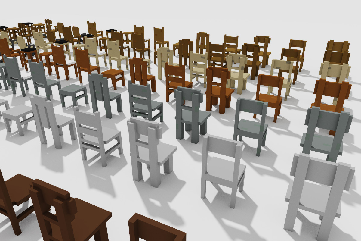 Ultimate Chair and Seating Pack 128 Low Poly Voxel Low-poly 3D model_18