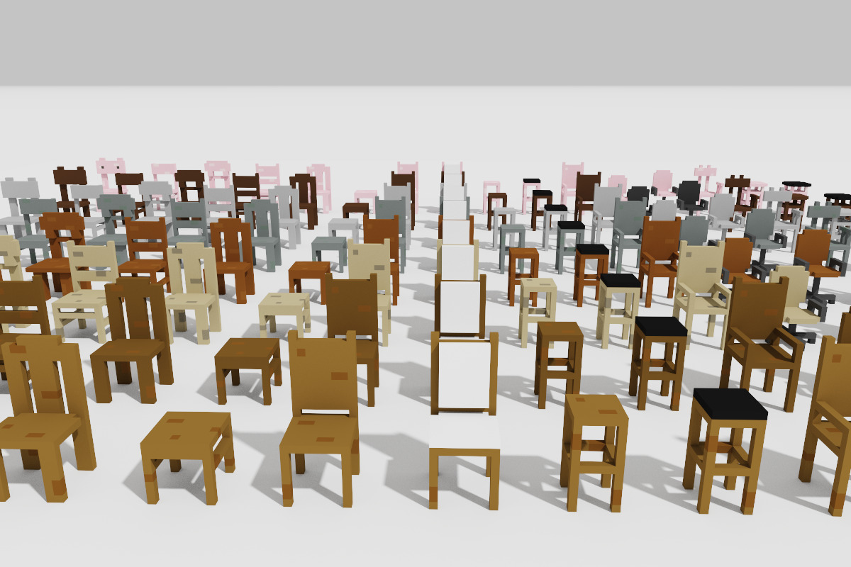 Ultimate Chair and Seating Pack 128 Low Poly Voxel Low-poly 3D model_3