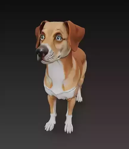 Dog Realistic 3D Model - Low Poly Realistic 