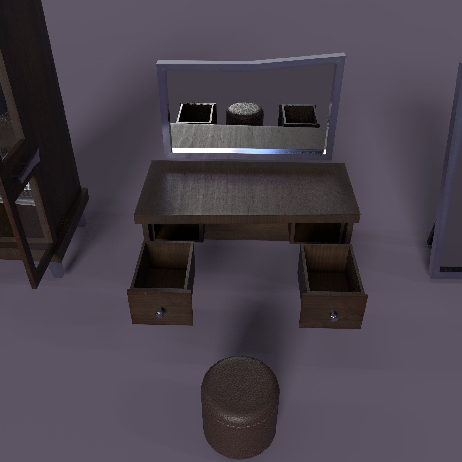 Bedroom Furniture pack Low-poly 3D model_3