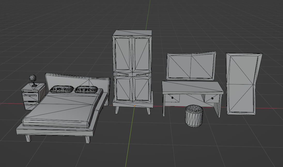 Bedroom Furniture pack Low-poly 3D model_6