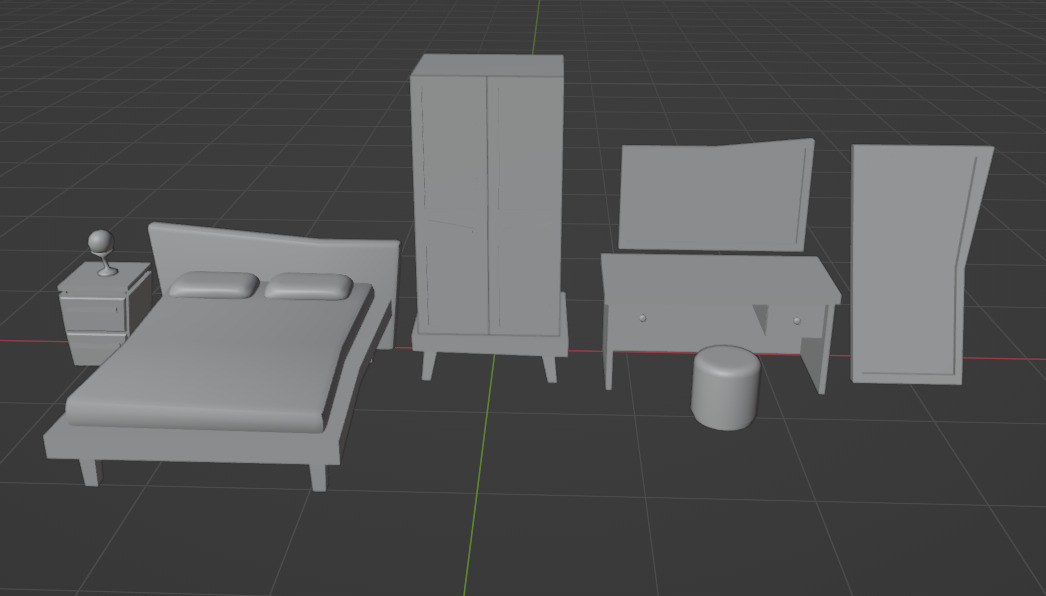 Bedroom Furniture pack Low-poly 3D model_7