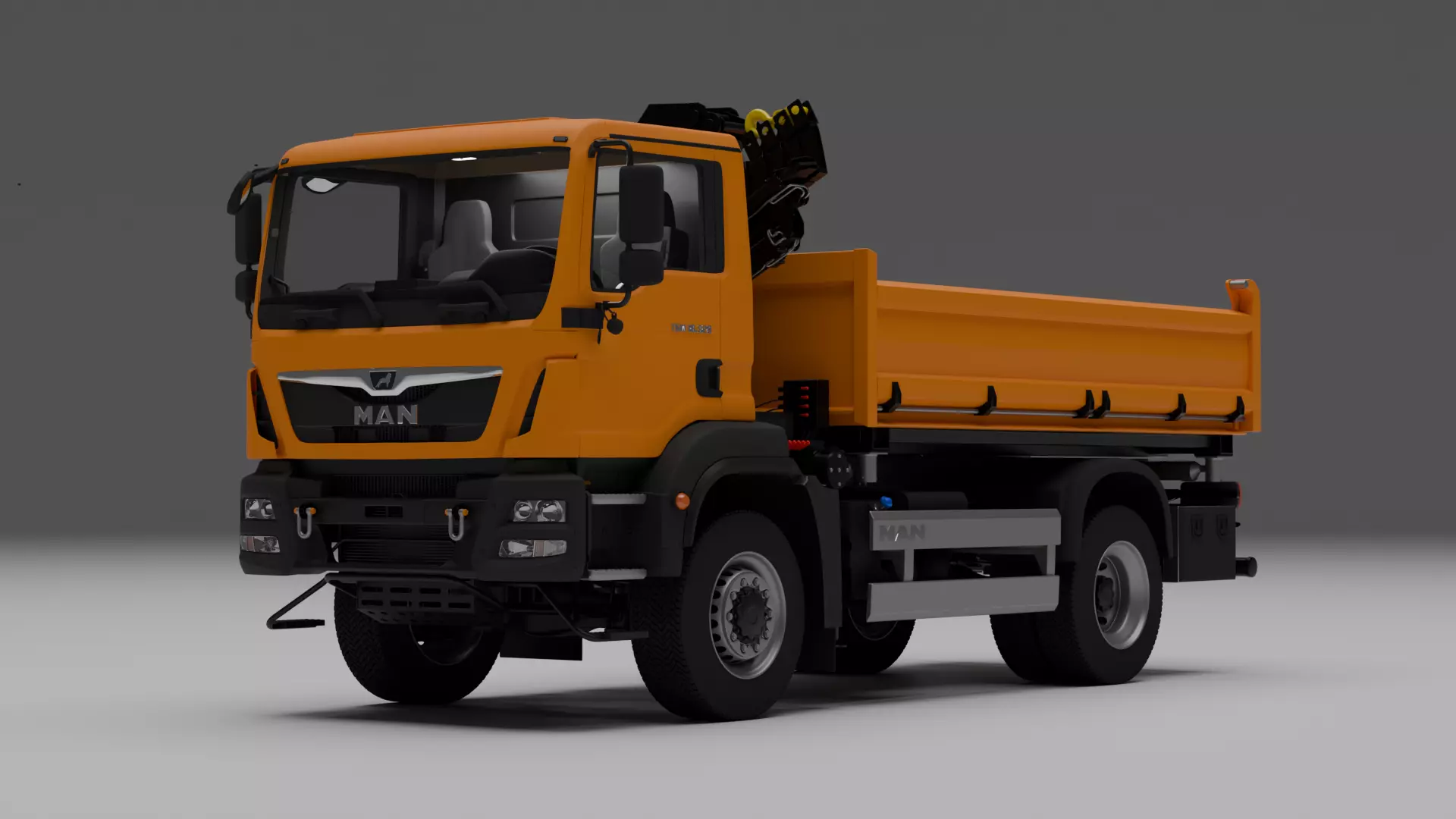 MAN TGM 18320 dump truck with crane 3D model