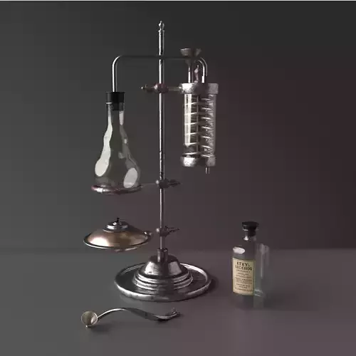 Antique Laboratory Distillation Set Low-poly 3D model
