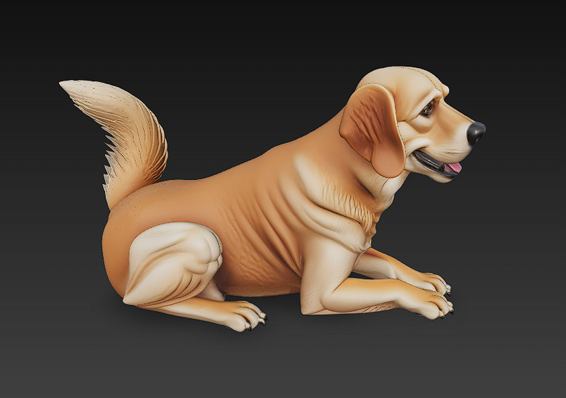 Golden Retriever Dog Realistic 3D Model - Low Poly Realistic Low-poly 3D model_4