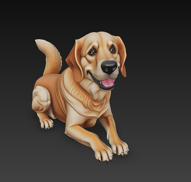 Golden Retriever Dog Realistic 3D Model - Low Poly Realistic Low-poly 3D model_1