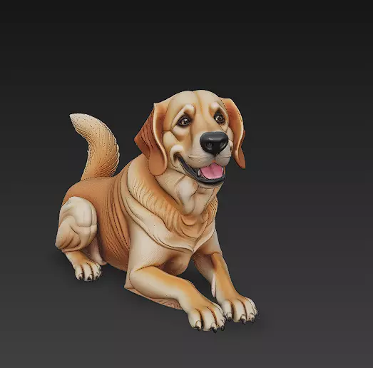 Golden Retriever Dog Realistic 3D Model - Low Poly Realistic Low-poly 3D model_0