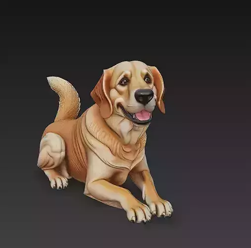 Golden Retriever Dog Realistic 3D Model - Low Poly Realistic