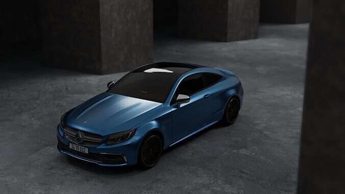 Dark Concrete Car Render Scene - Blender 3D model