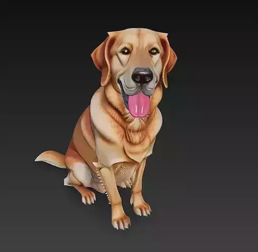 Golden Retriever Dog Realistic 3D Model - Low Poly Realistic