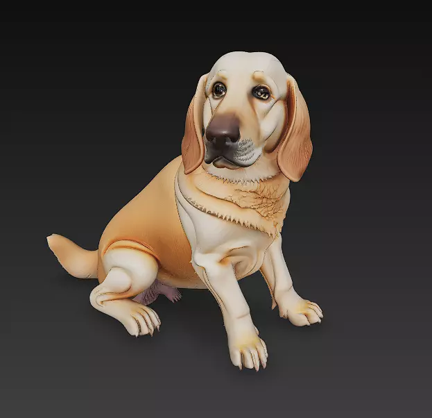 Golden Retriever Dog Realistic 3D Model - Low Poly Realistic Low-poly 3D model_0