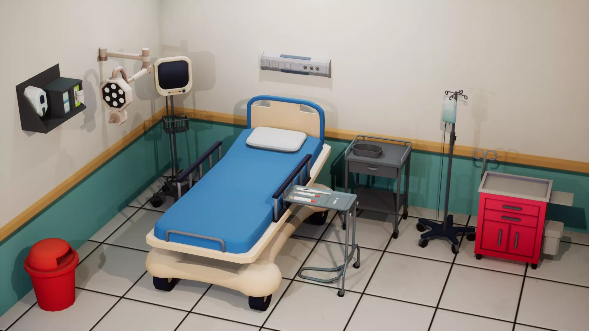 Low-Poly Medical Equipment Pack 3D model_0