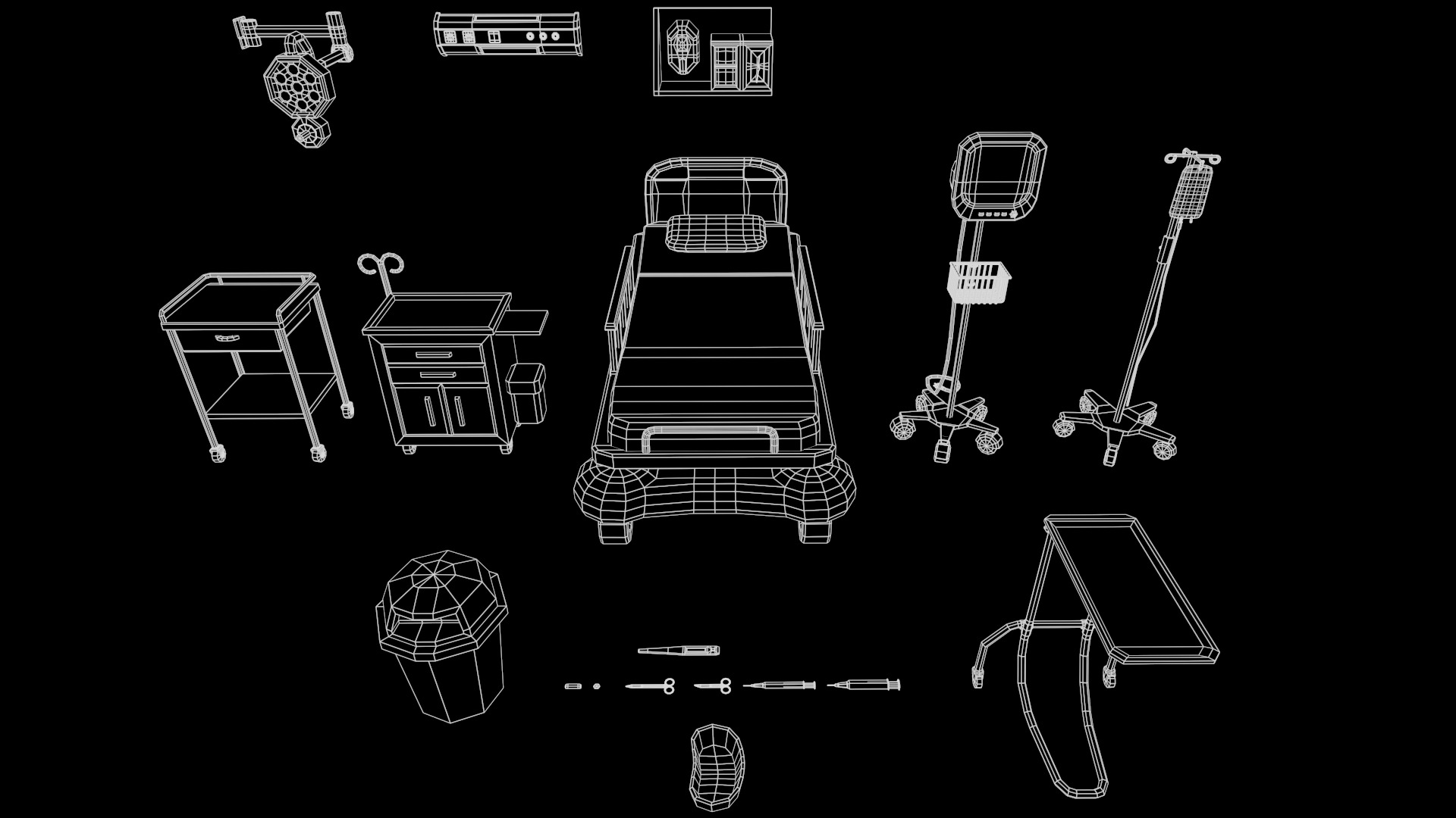 Low-Poly Medical Equipment Pack 3D model_2
