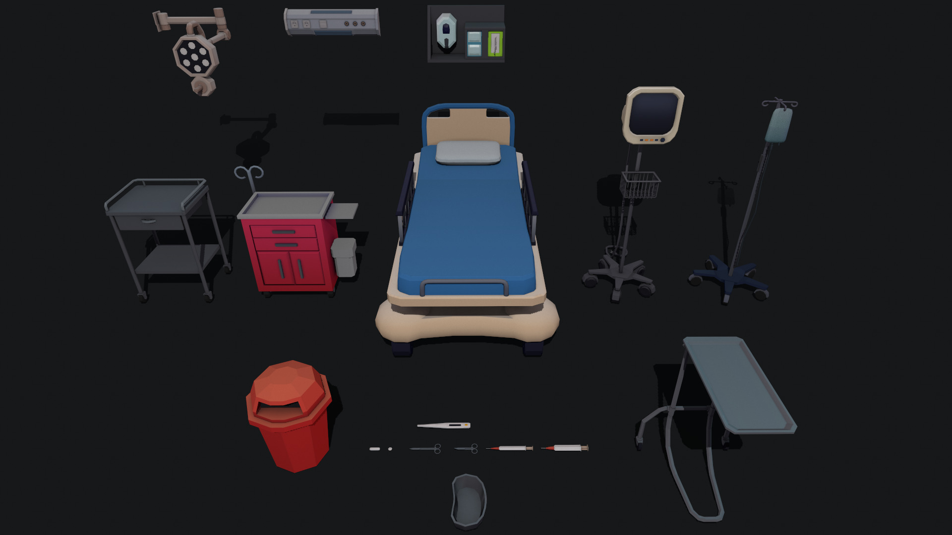 Low-Poly Medical Equipment Pack 3D model_1