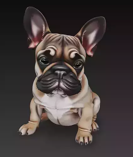 French Bulldog Dog Realistic 3D Model - Low Poly Realistic