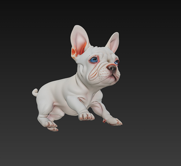 French Bulldog Puppy Dog Realistic 3D Model - Low Poly Realistic Low-poly 3D model_3