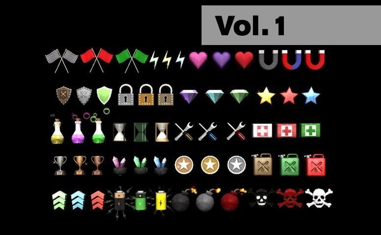 Mobile Power Ups Full Package Low Poly Set Pack Low-poly 3D model_1