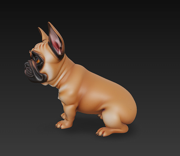 French Bulldog Brown Dog Realistic 3D Model - Low Poly Realistic Low-poly 3D model_2