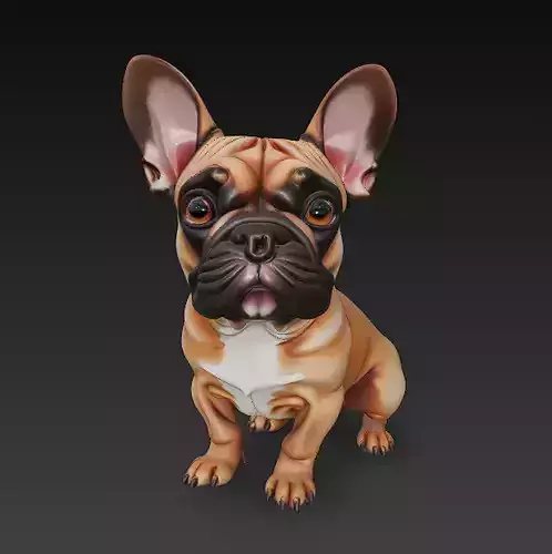 French Bulldog Brown Dog Realistic 3D Model - Low Poly Realistic