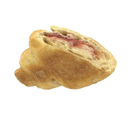 Cut Croissant Low-poly 3D model 4