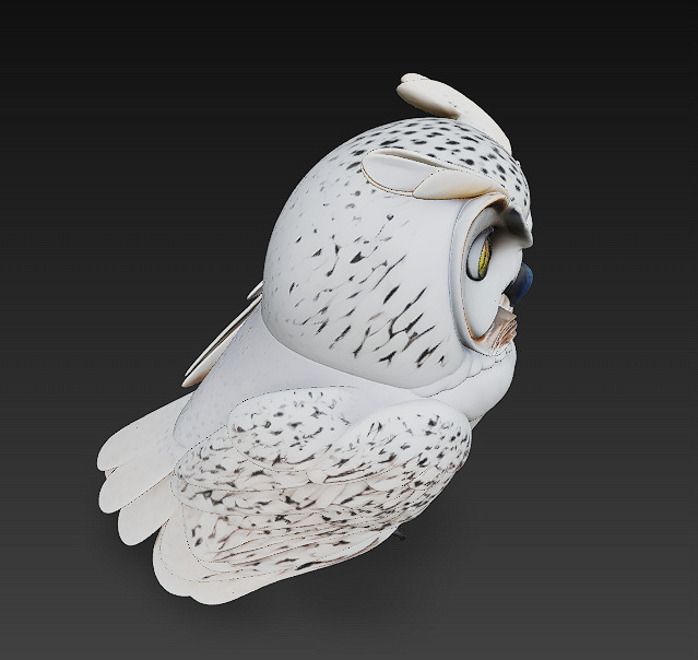 Owl White Realistic 3D Model - Low Poly Realistic Low-poly 3D model_4