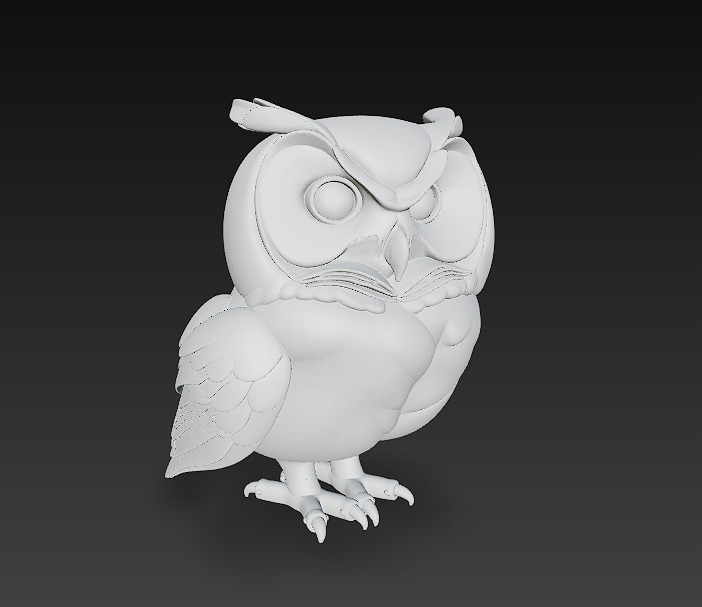 Owl White Realistic 3D Model - Low Poly Realistic Low-poly 3D model_14
