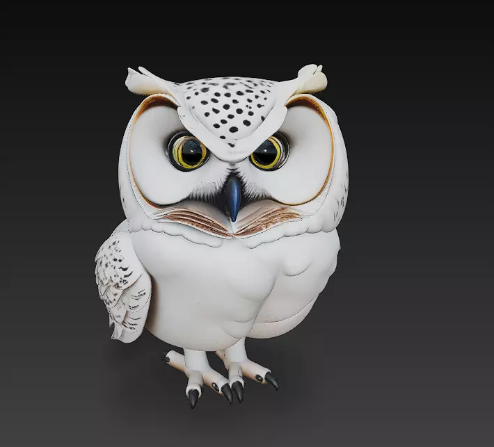 Owl White Realistic 3D Model - Low Poly Realistic Low-poly 3D model_0