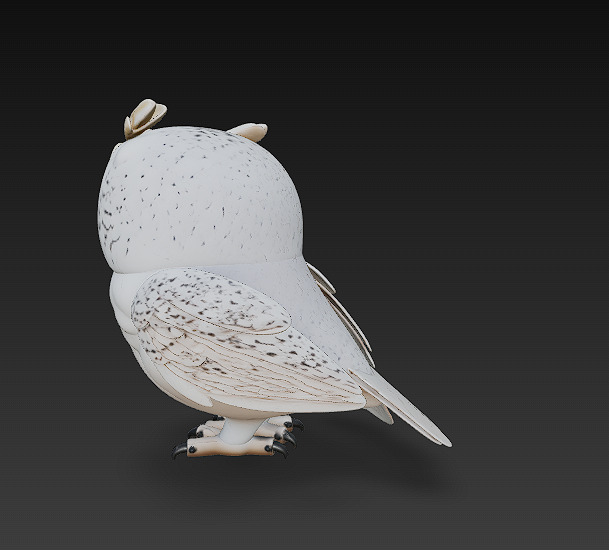 Owl White Realistic 3D Model - Low Poly Realistic Low-poly 3D model_6