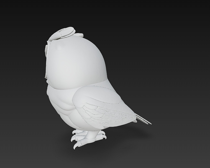 Owl White Realistic 3D Model - Low Poly Realistic Low-poly 3D model_12