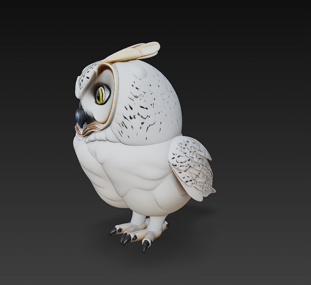 Owl White Realistic 3D Model - Low Poly Realistic Low-poly 3D model_3